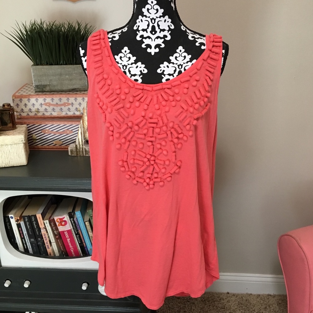 H&M Coral Tank with Design on Front, Size L